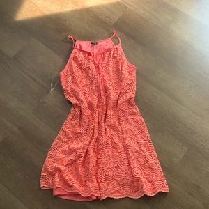 Salmon lace flower dress